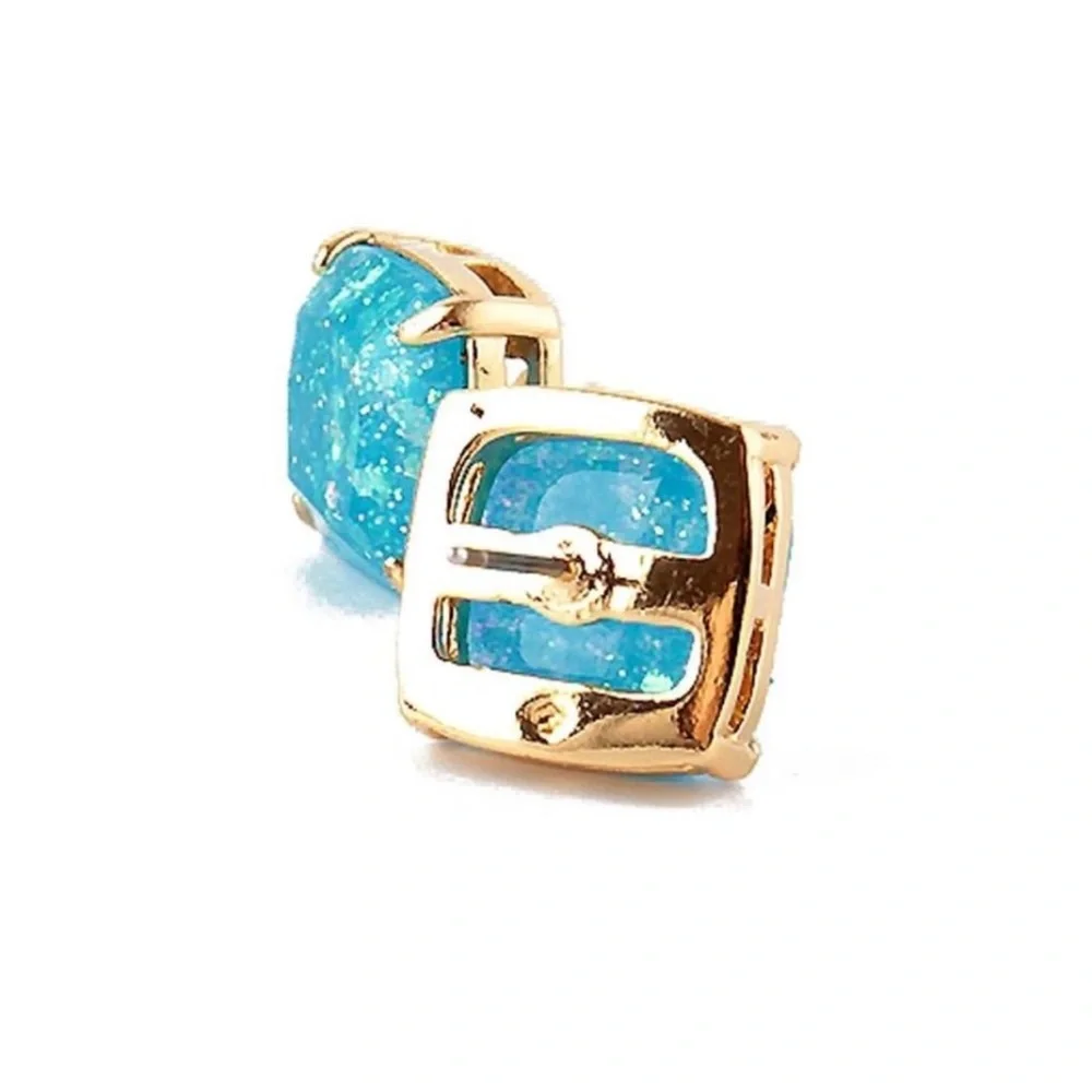 Kate Spade Mini Aqua Blue Glitter Stud Earrings